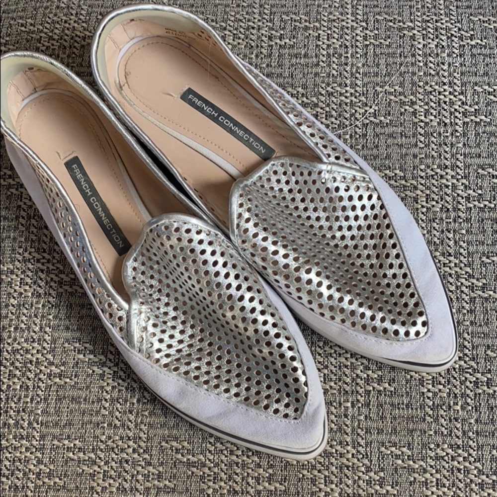 French Connection Mesh Almond Toe Canvas Slip Ons